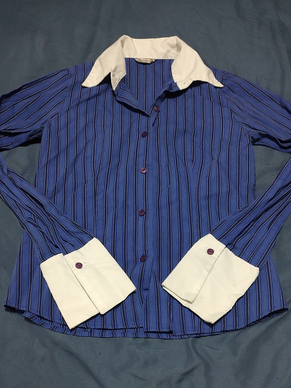 rave Blue Striped Dress Shirt with White Contrast Collar & Cuffs